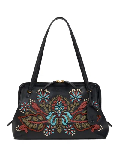ETRO EMBROIDERED LEATHER SHOULDER BAG