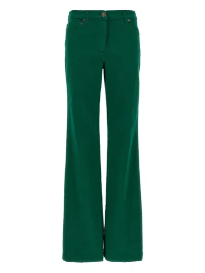Etro Embroidered-logo Back-patch Trousers In Green
