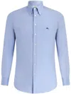 Etro Embroidered-logo Button-up Shirt In Blue