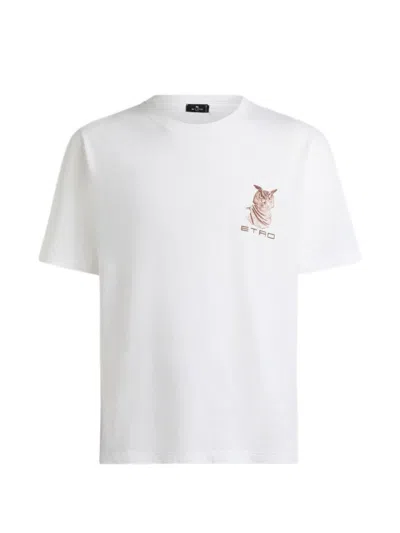 Etro Embroidered Logo Cotton T-shirt In White