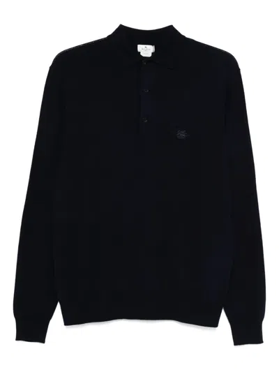 Etro Embroidered-logo Polo Shirt In Black