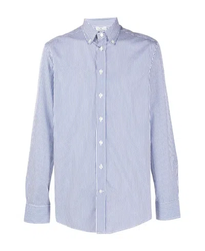 Etro Embroidered-logo Striped Shirt In Blue