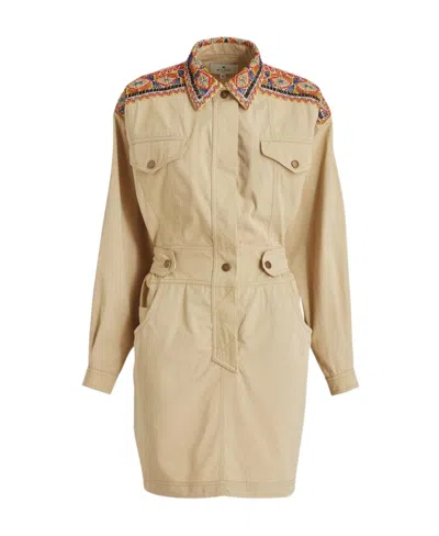 Etro Embroidered Mini Dress In Nude