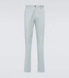 Etro Embroidered Paisley Cotton Jacquard Chinos In Blue