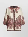 Etro Embroidered Paisley Trim Jacket In Neutral