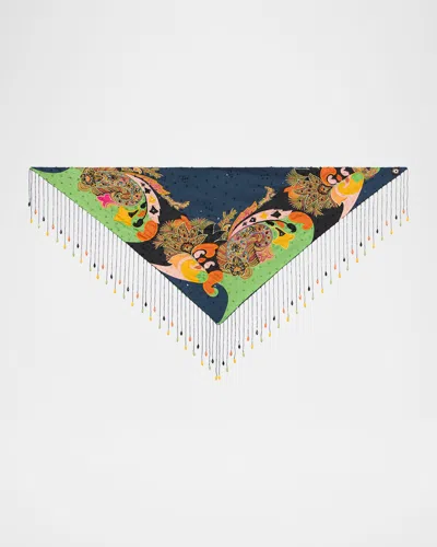 Etro Embroidered Paisley-print Fringe Scarf In Multi
