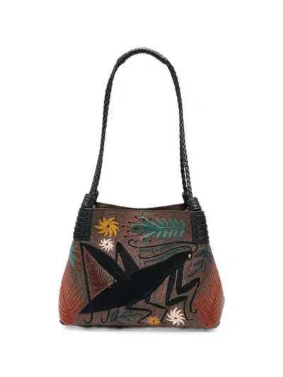 Etro Embroidered Paisley-print Shouder Bag In Black