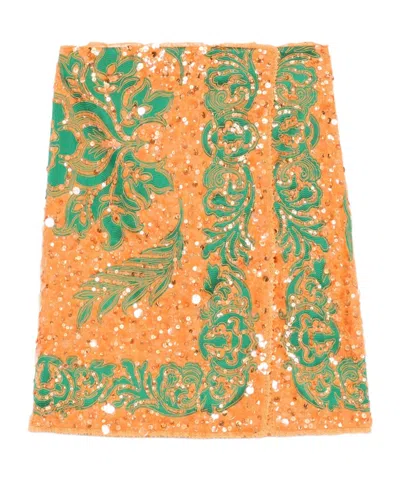 Etro Embroidered Pattern Skirt In Orange