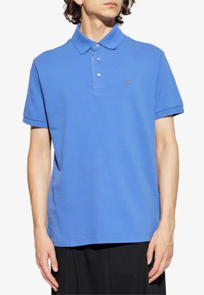 Etro Embroidered Pegaso Polo T-shirt In Blue