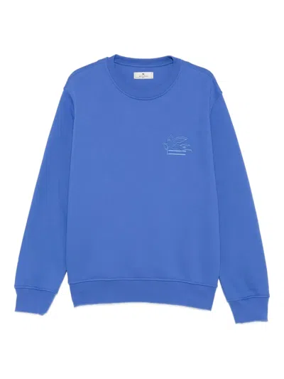Etro Embroidered-pegasus Sweatshirt In Blue