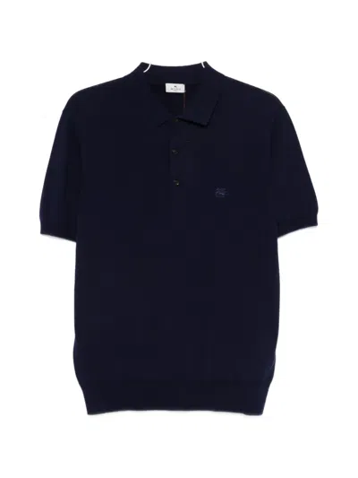 Etro Knitted Cotton Polo Shirt In Black