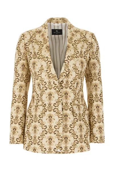 ETRO EMBROIDERED POLYESTER BLEND BLAZER