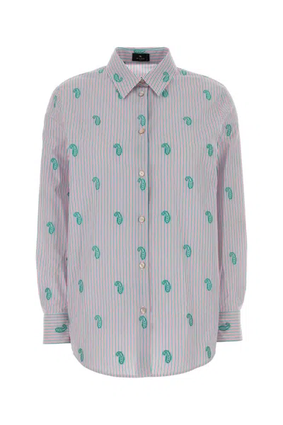 Etro Embroidered Poplin Shirt In Neutral