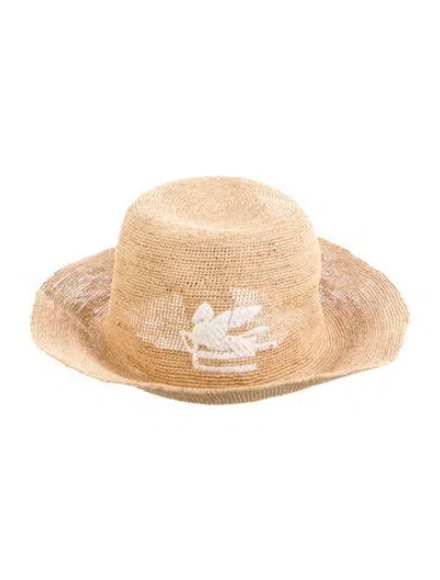 Pre-owned Etro Embroidered Raffia Baja Hat In Multi