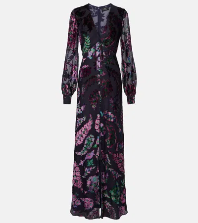 Etro Embroidered Sheer Gown In Black