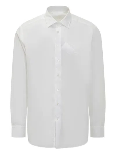 Etro Pegaso Embroidered Long-sleeved Shirt In White
