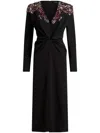 Etro Embellished Long Sleeve Silk Crepon Midi Dress In Black