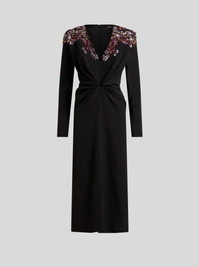 Etro Kleid Aus Bestickter Seide In Schwarz