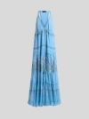 Etro , Embroidered Silk Maxi Dress, Woman, Light Blue, Size 36 In Light Blue