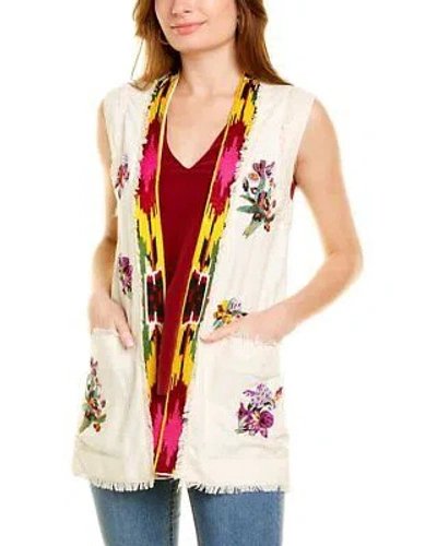 Pre-owned Etro Embroidered Silk Vest Women's Beige 40