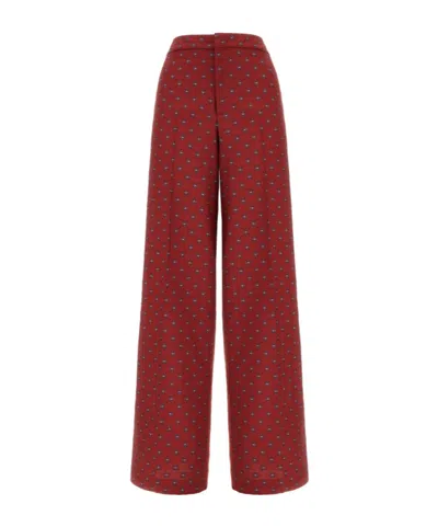 Etro Embroidered Straight-leg Casual Pants In Red