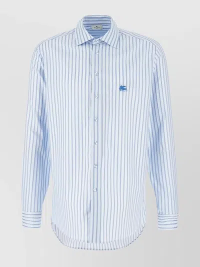 Etro Embroidered Stripes Cotton Shirt In S8453
