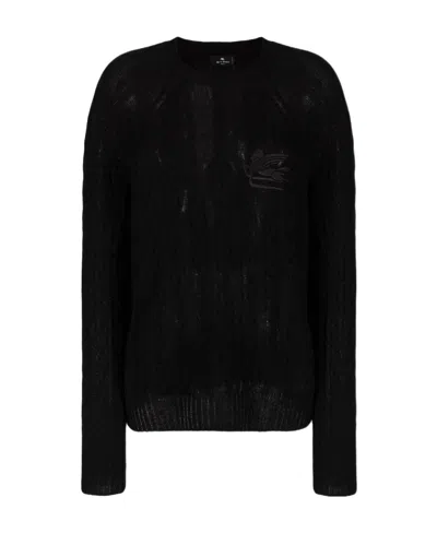 Etro Embroidered Sweater With Logo In Black