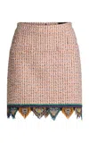Etro Embroidered Tweed Mini Skirt In Multi