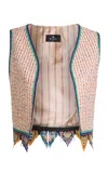 Etro Embroidered Tweed Vest In Multi