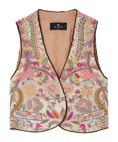 Etro Embroidered Vest In Multi