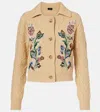 Etro Embroidered Cable-knit Wool And Cashmere-blend Cardigan In Neutral