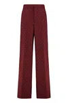 Etro Embroidered Wool Blend Pant In Red