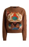 Etro Embroidered Wool Sweater In Brown