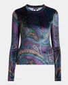 Etro Velvet Top In Blue