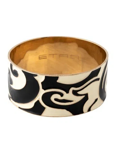 Pre-owned Etro Enamel Bangle Bracelet, 8" In Black