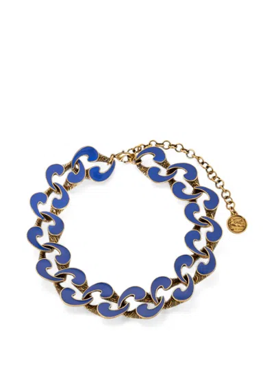 Etro Enamelled Paisley Necklace In Blue