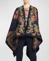 Etro Paisley-print Reversible Cape In Print On Blue Base