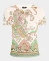 Etro Foliage Engineer Print Short-sleeve T-shirt In White