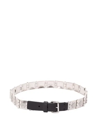 Etro Engraved-detail Belt In Metallic