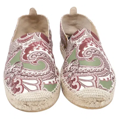 Pre-owned Etro Espadrille Flats In Multicolor Paisley Print Canvas In Beige