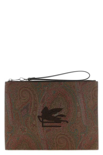 Etro 'essential Arnica' Clutch In Brown