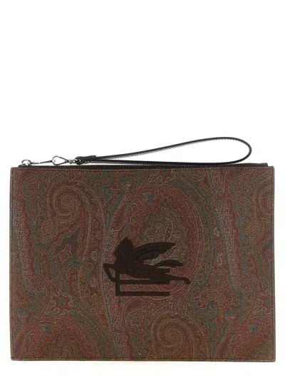 Etro 'essential Arnica' Clutch In Brown