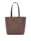 Etro Brown Shopper With All-over Jacquard Paisley Pattern In Marrón