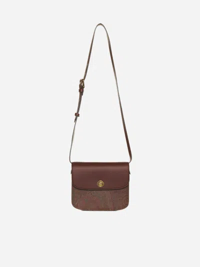 Etro Essential Canvas And Leather Small Bag In Brown