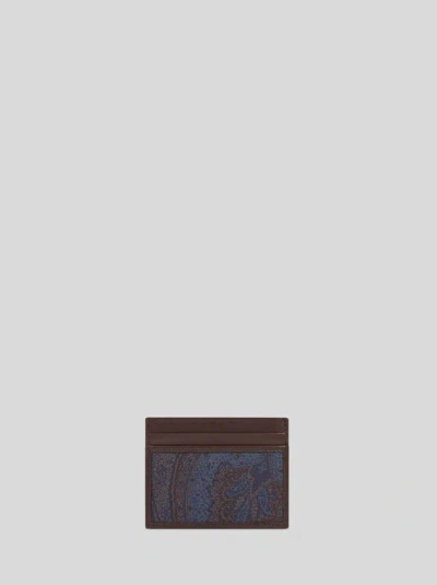 Etro Essential Jacquard Card Holder, Man, Brown