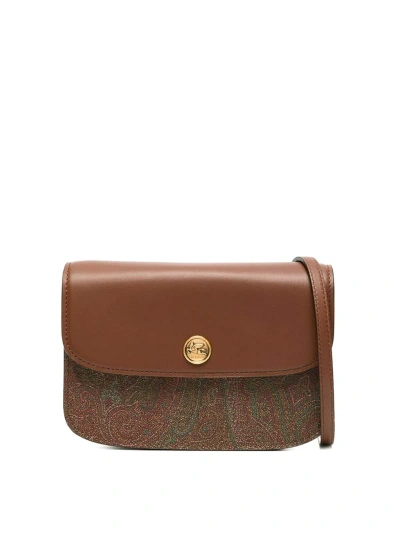 Etro Essential Jacquard Crossbody Bag In Brown