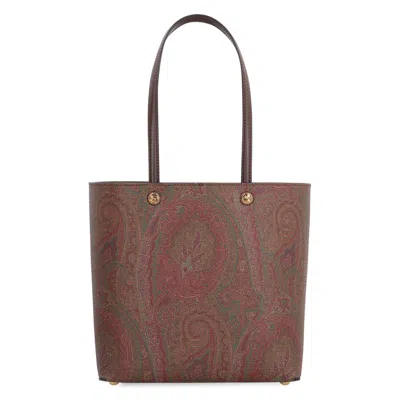 Etro Essential Jacquard Fabric Tote In Brown
