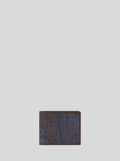 Etro Essential Jacquard Wallet, Man, Blue