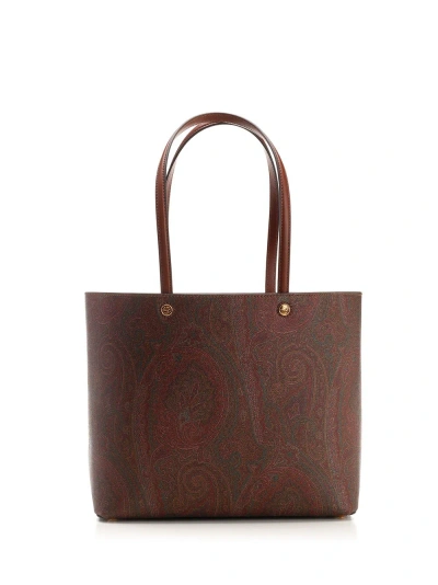 Etro Essential Large Tote In Brown