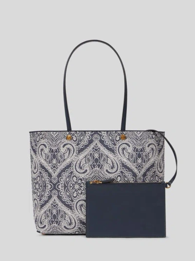 Etro Essential Medium Jacquard Denim Tote Bag, Woman, Blue